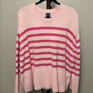 GAP Light Pink and Dark Pink Striped Knit Sweater